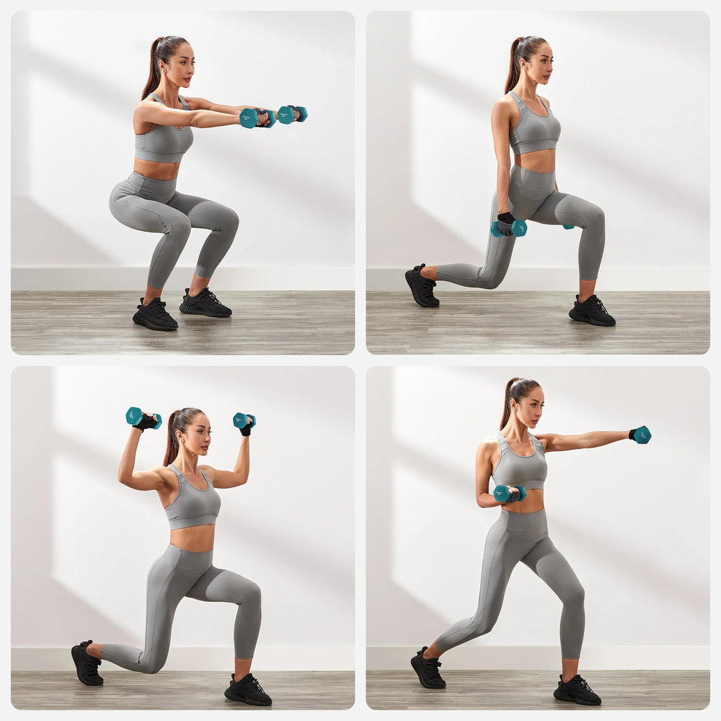 SONGMICS Set Mancuernas Neopreno 1-3 kg | 6 Piezas + Soporte | Entrenamiento en Casa