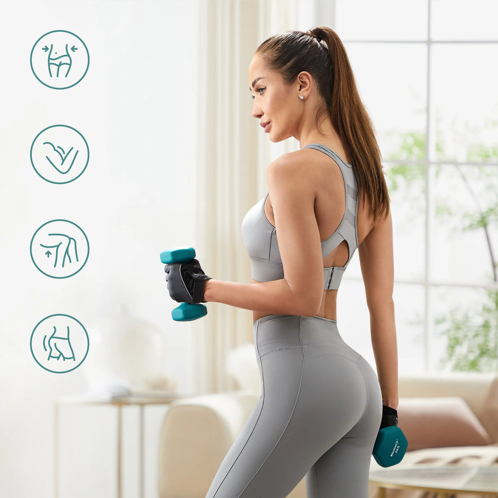 SONGMICS Set Mancuernas Neopreno 1-3 kg | 6 Piezas + Soporte | Entrenamiento en Casa