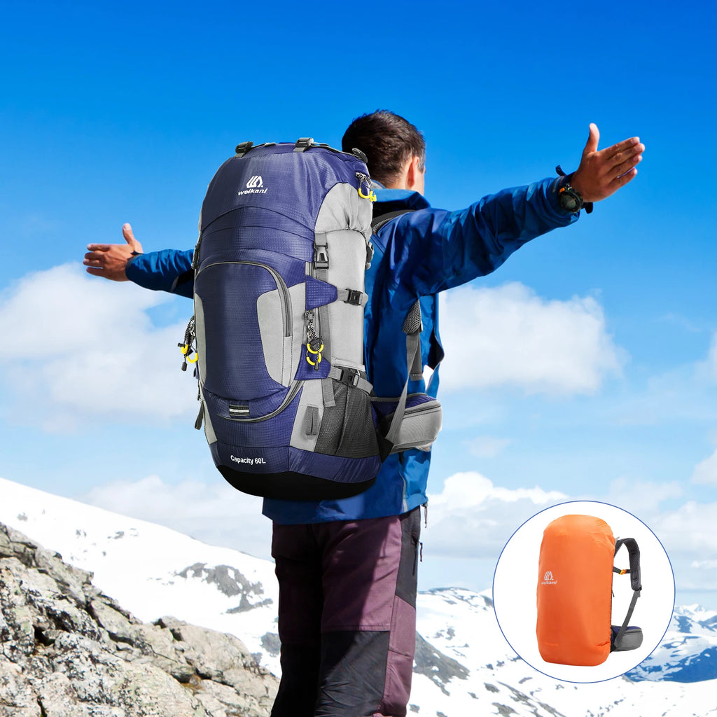LIXADA 60L Waterproof Hiking Backpack Camping Mountain Climbing Cycling Backpack Outdoor Sport Bag with Rain Cover