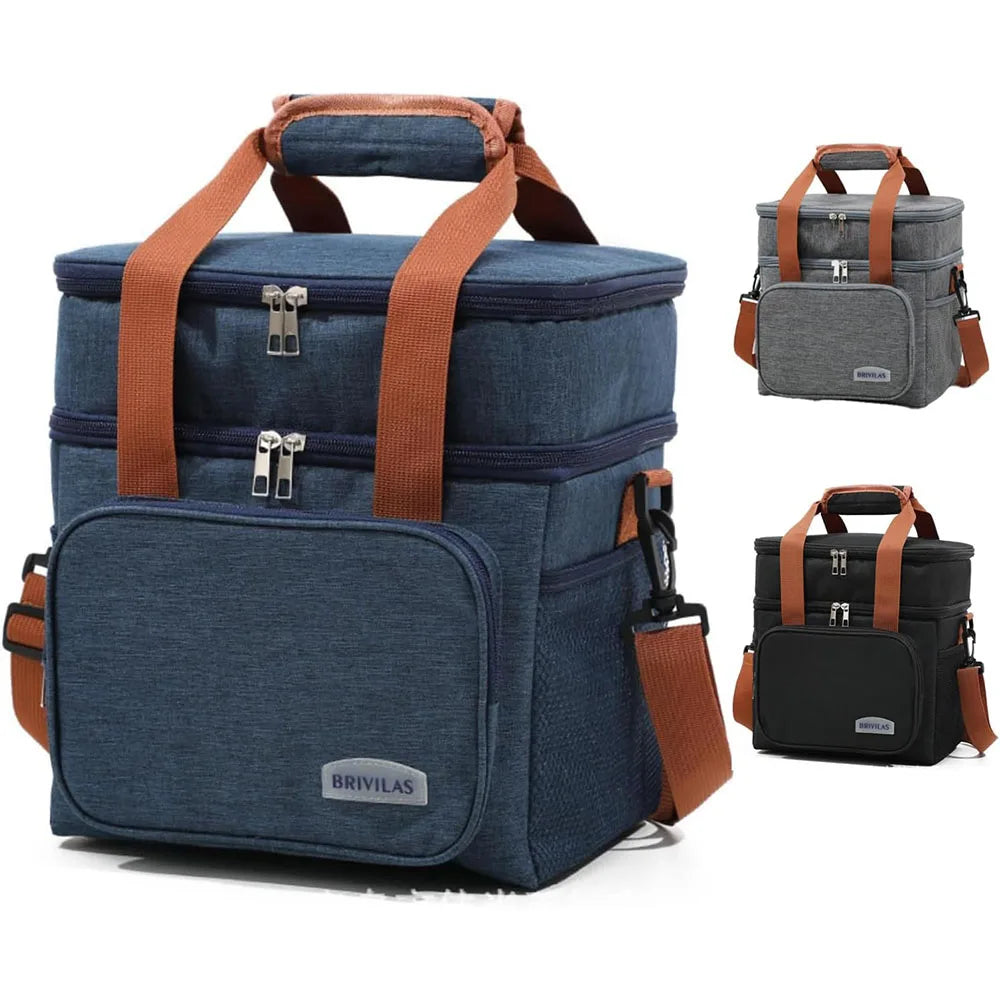Bolsa Térmica de Doble Compartimento 12,5L | Fiambrera Isotérmica para Trabajo, Camping y Viaje