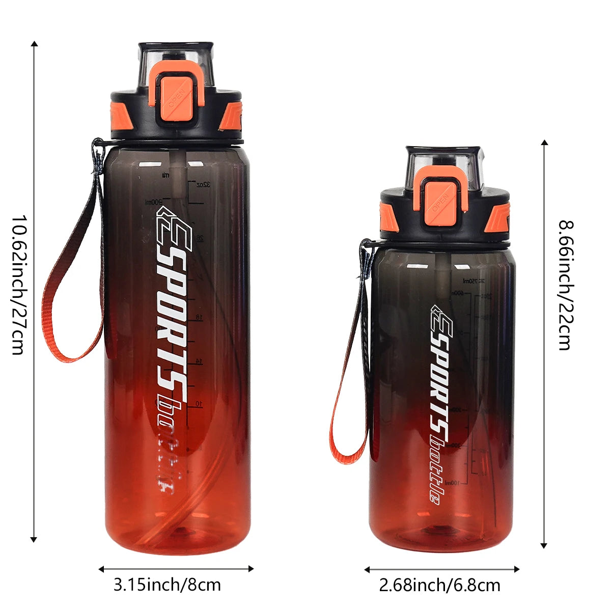 Botella de Agua Deportiva con Pajita — 700ml y 950ml | Sin BPA