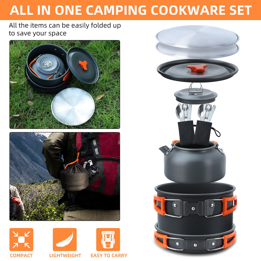 Set de Cocina para Camping 16 Piezas – Olla, Sartén y Utensilios | VERTIKAL RUN
