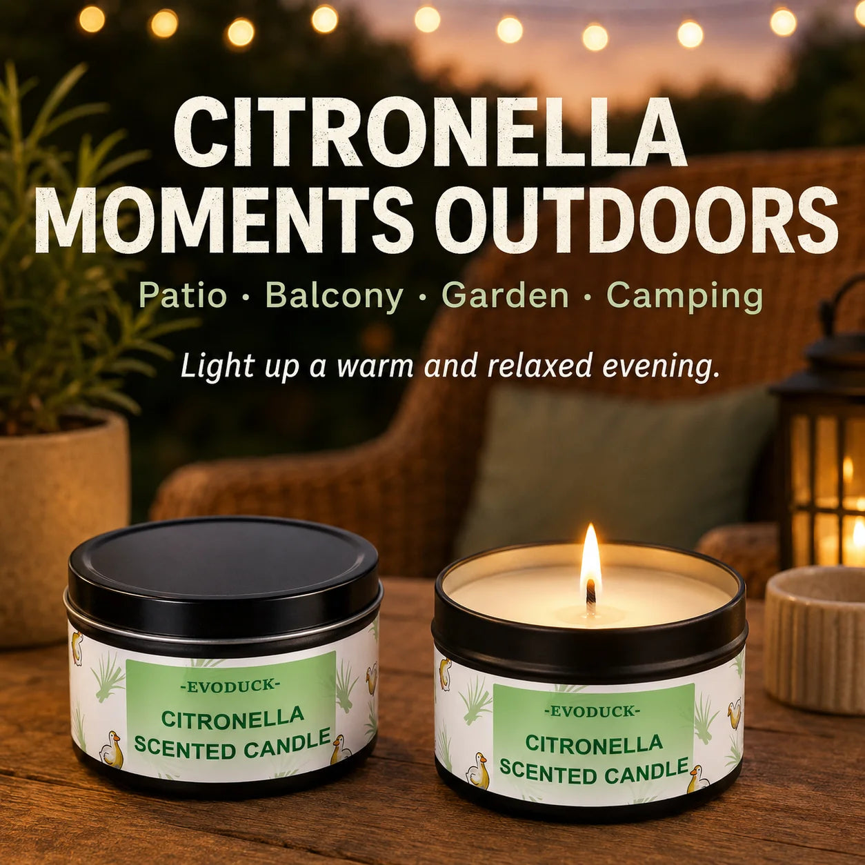 Vela de Citronela para Exteriores | VERTIKAL RUN – Aroma Lemongrass para Jardín, Camping y Terraza