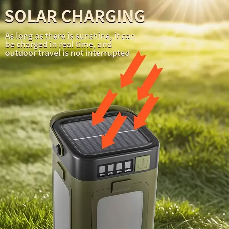 Linterna Solar Portátil Recargable Tipo C | Camping, Senderismo y Pesca