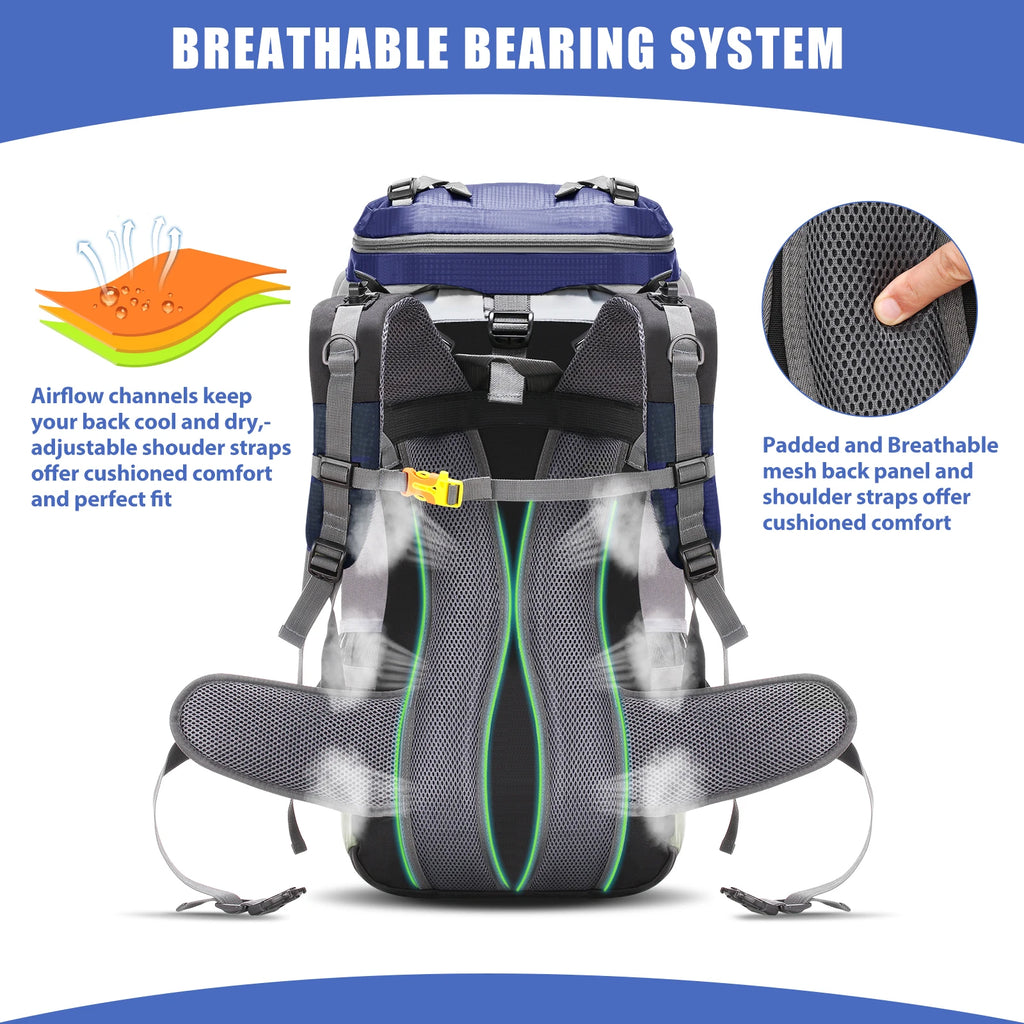 LIXADA 60L Waterproof Hiking Backpack Camping Mountain Climbing Cycling Backpack Outdoor Sport Bag with Rain Cover
