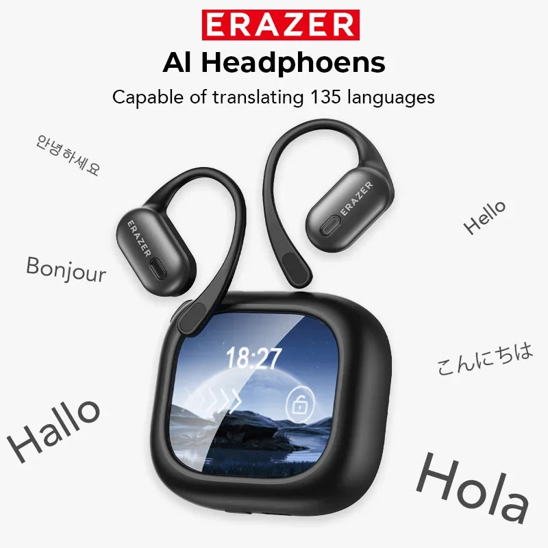 ERAZER XF38 – Auriculares Bluetooth con Traductor AI en Tiempo Real | Open-Ear | 50H Batería