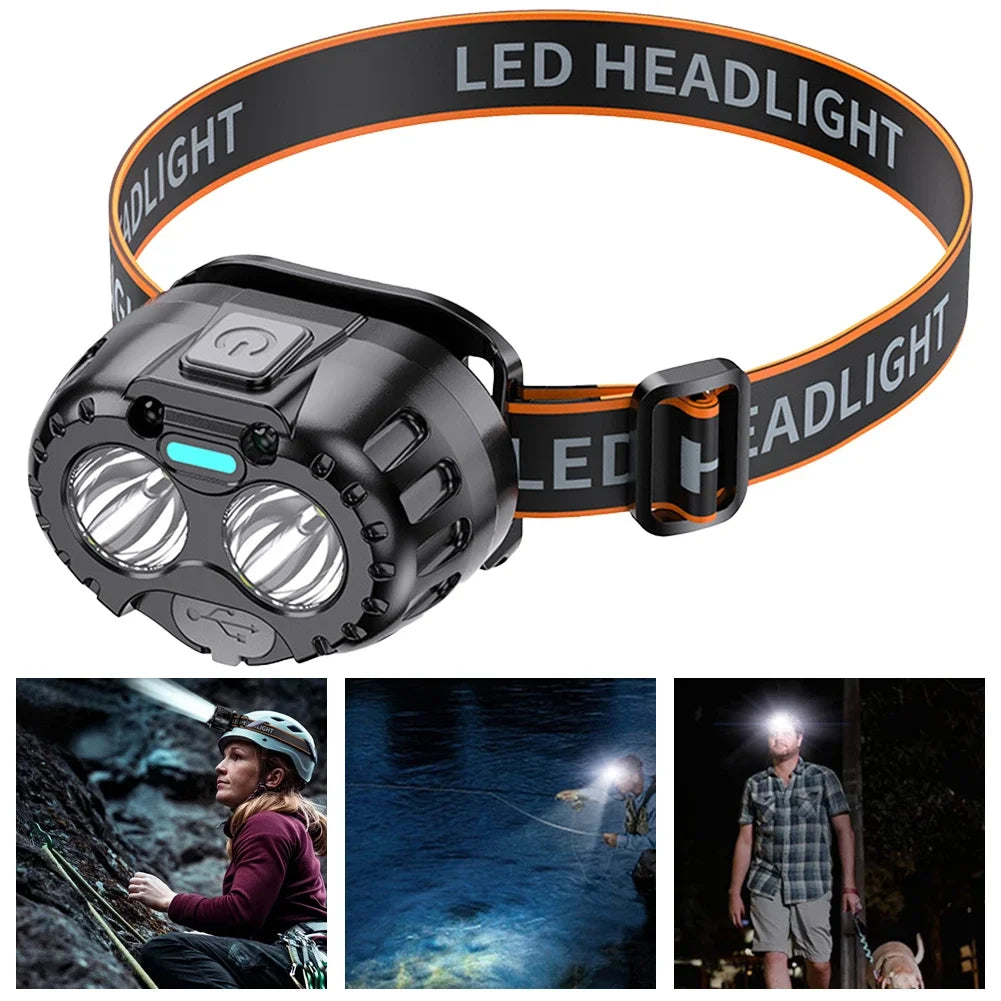 Linterna Frontal LED 250lm con Sensor de Gestos — Recargable USB-C | IPX4