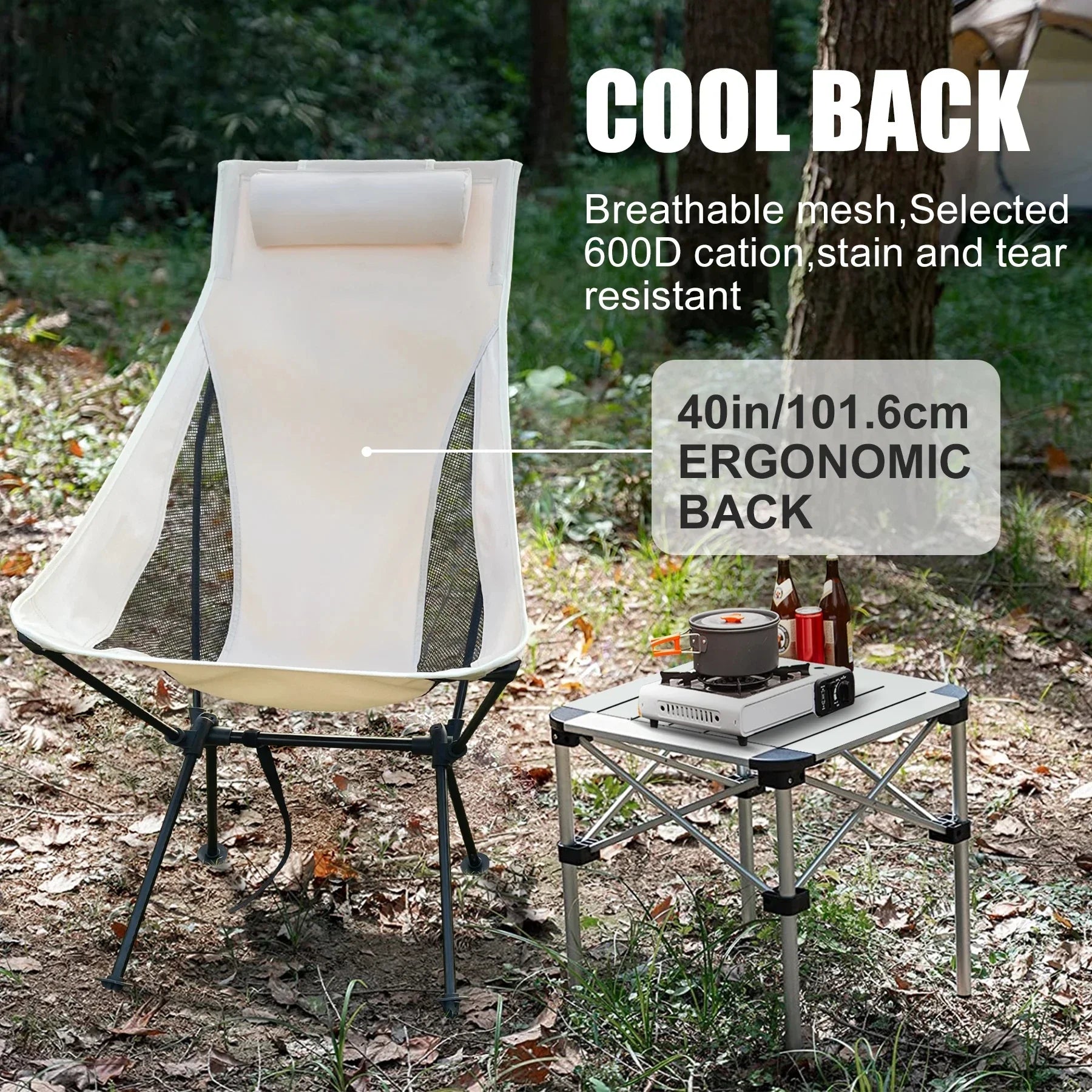 Silla de Camping Plegable con Reposacabezas | Aluminio Ligero | VERTIKAL RUN