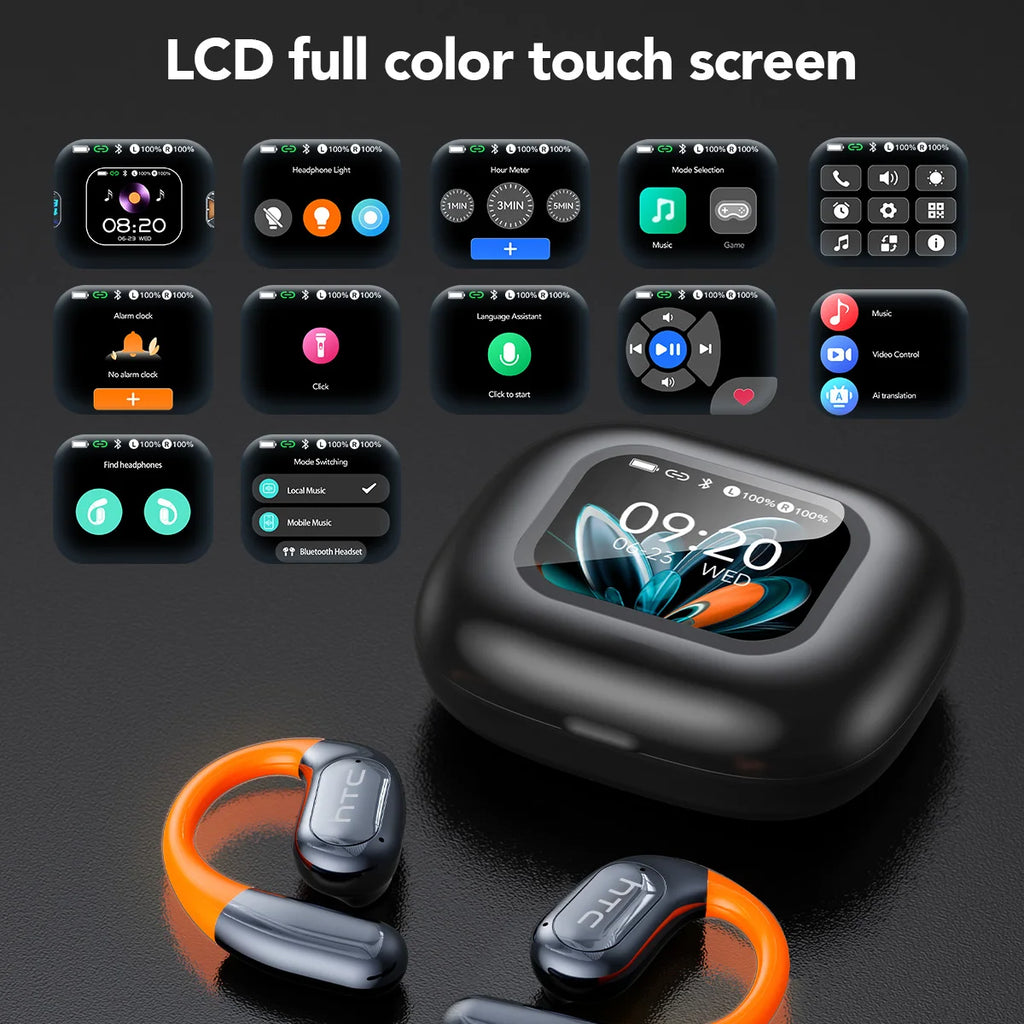 VERTIKAL RUN HTC NE27 Auriculares Bluetooth con Traductor en Tiempo Real 135 Idiomas y Pantalla LCD