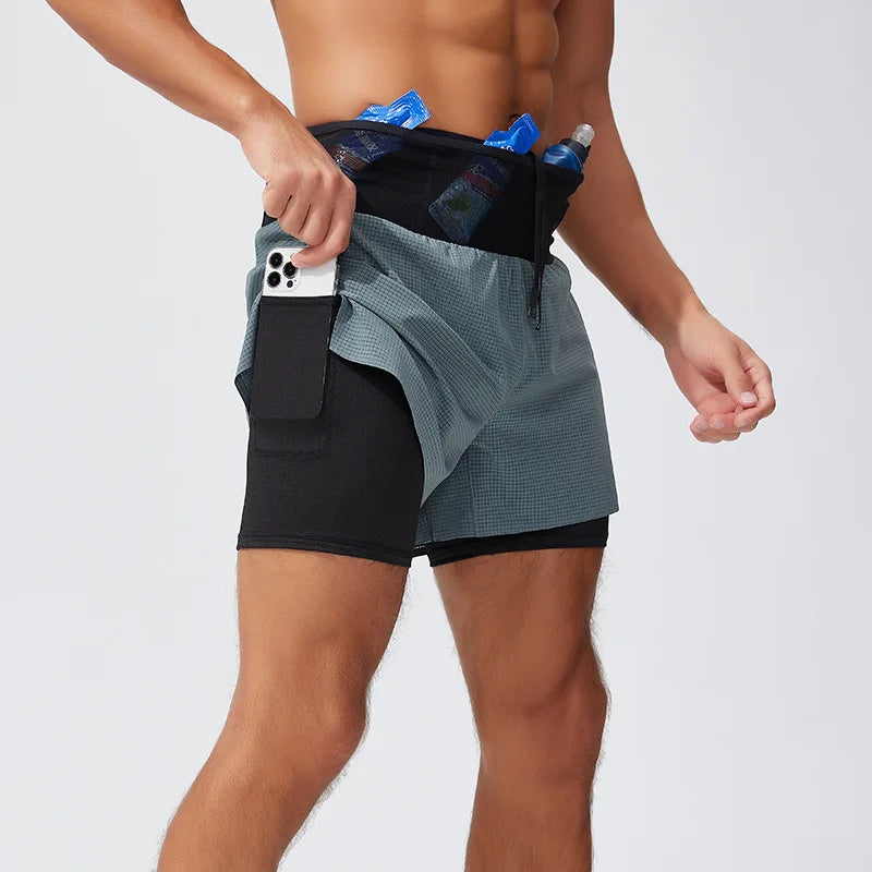 Pantalón Corto Trail Running Hombre – Doble Capa, Secado Rápido y Bolsillo