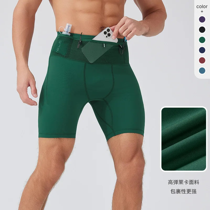 Pantalones Cortos Compresión Running Hombre | Multipocket | Gym y Trail | VERTIKAL RUN