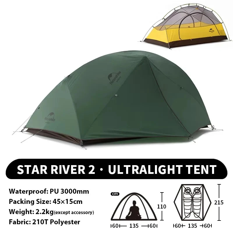 Tienda de Campaña Naturehike Star River | Ultraligera 2 Personas 4 Estaciones | VERTIKAL RUN