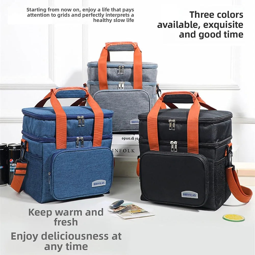 Bolsa Térmica de Doble Compartimento 12,5L | Fiambrera Isotérmica para Trabajo, Camping y Viaje