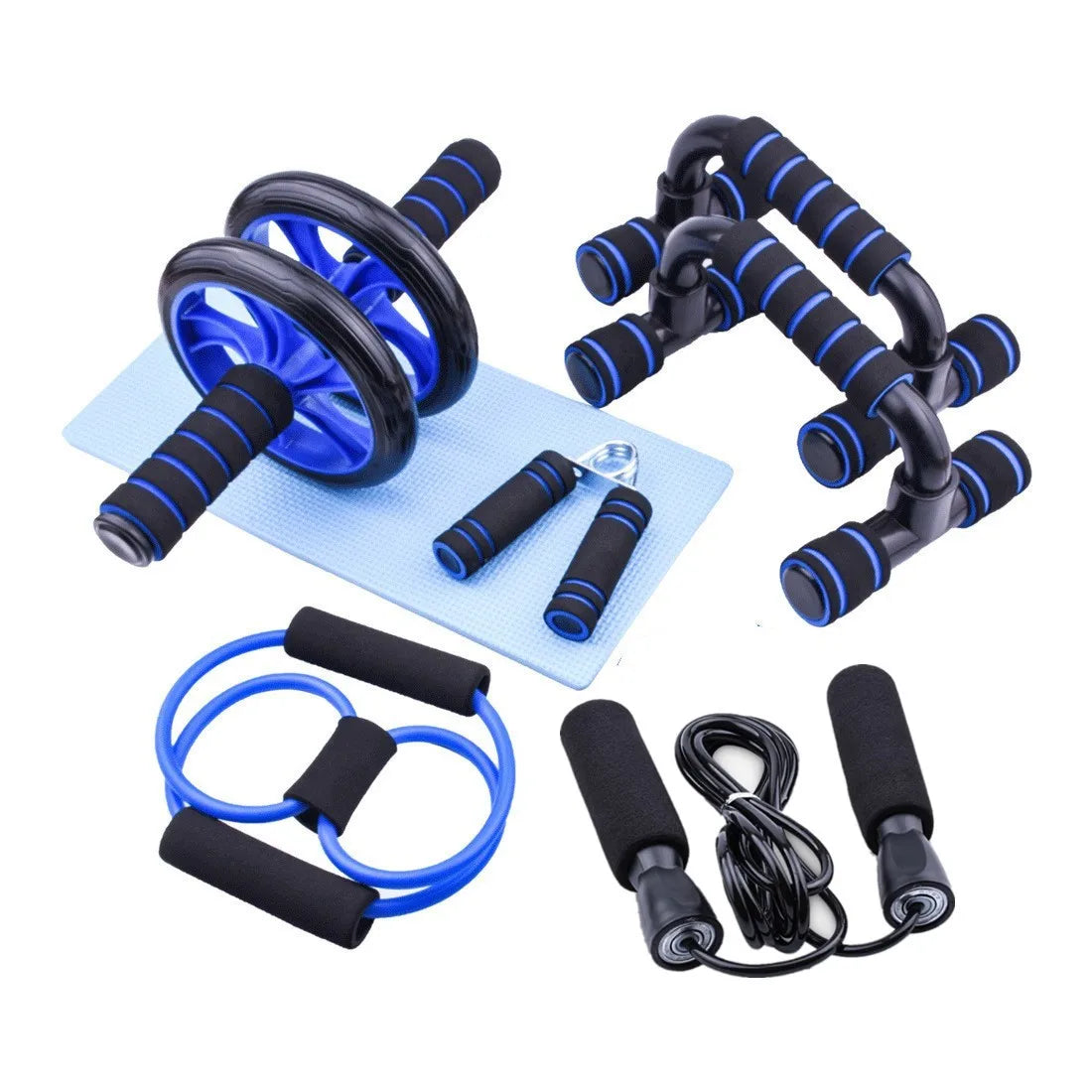 Kit de Fitness 7 Piezas | Entrenamiento en Casa | Cuerda, Rueda Abdominal, Push-Up y más