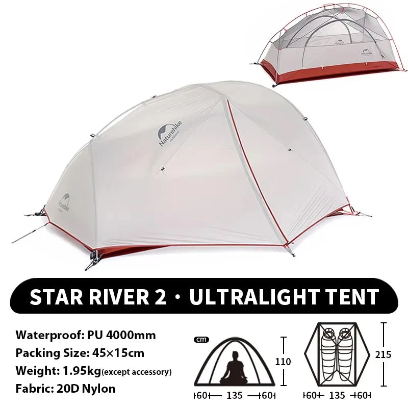 Tienda de Campaña Naturehike Star River | Ultraligera 2 Personas 4 Estaciones | VERTIKAL RUN