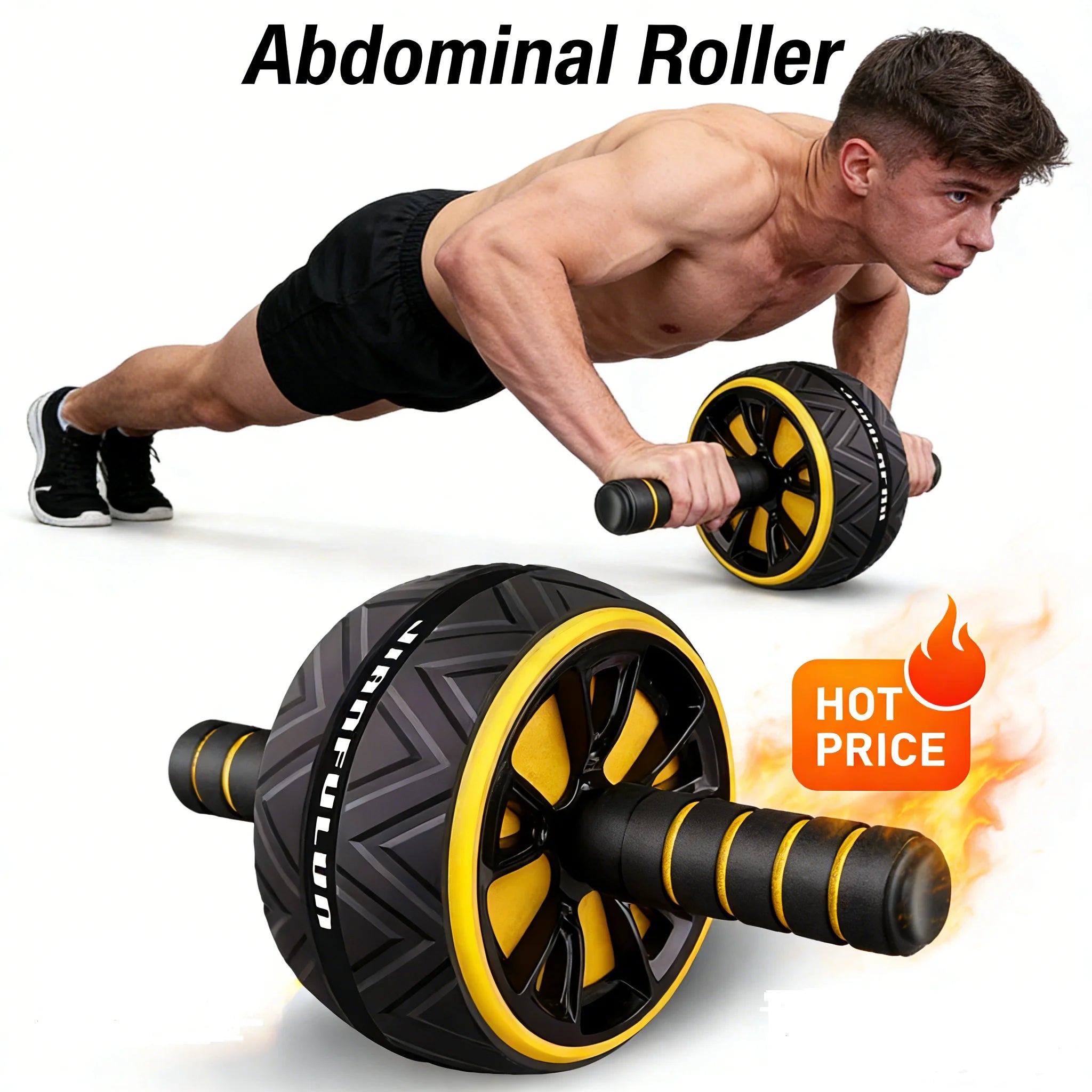 Rodillo Abdominal de Doble Rueda Silencioso — Entrenamiento de Core en Casa