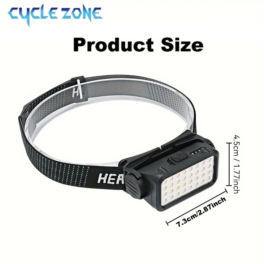 Linterna Frontal Recargable LED – 32 LEDs, 5 Modos, Senderismo y Trail