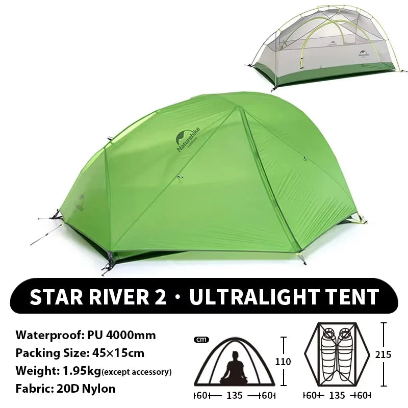 Tienda de Campaña Naturehike Star River | Ultraligera 2 Personas 4 Estaciones | VERTIKAL RUN