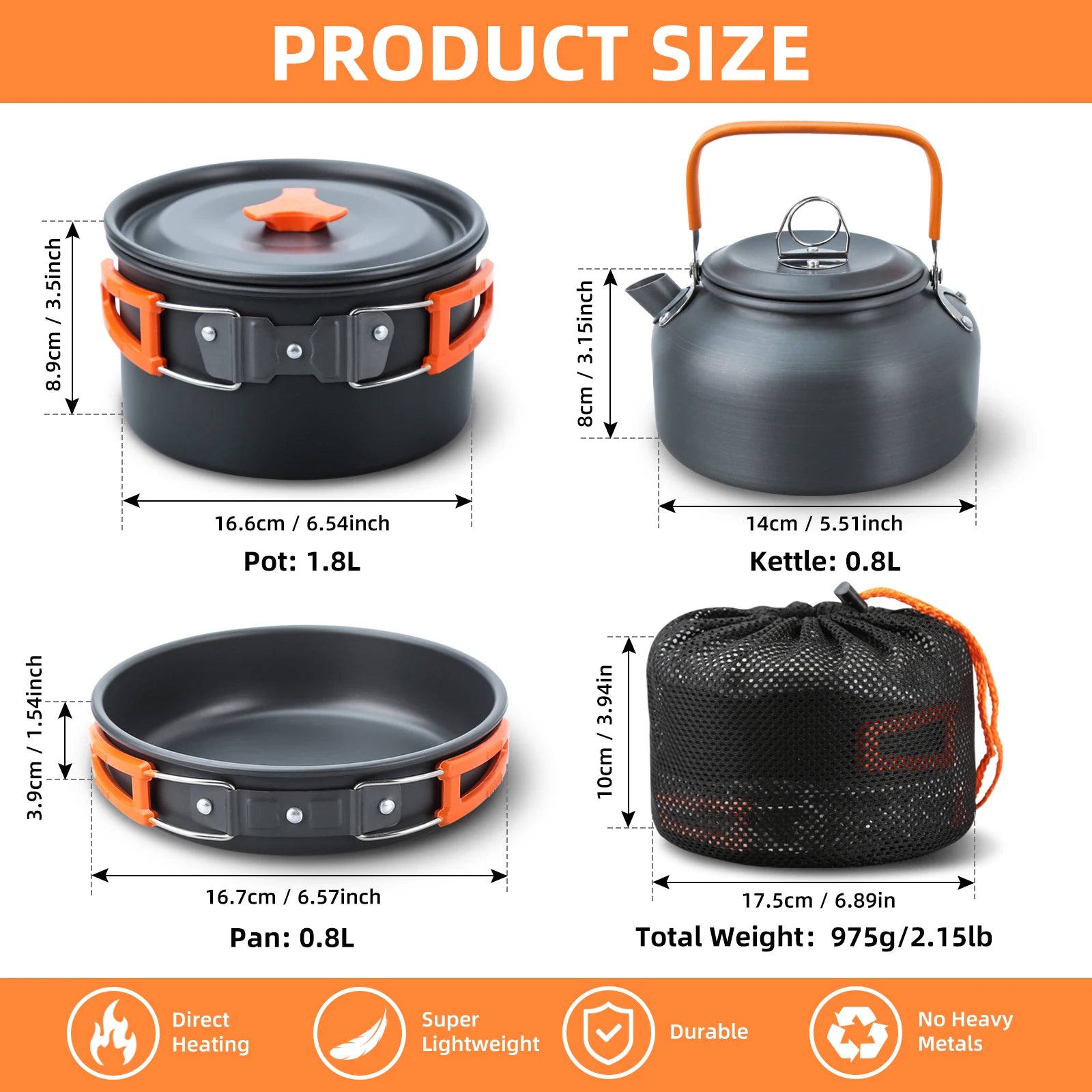 Set de Cocina para Camping 16 Piezas – Olla, Sartén y Utensilios | VERTIKAL RUN