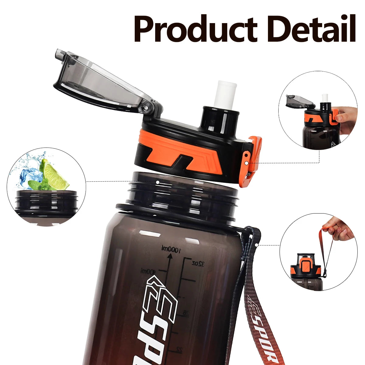 Botella de Agua Deportiva con Pajita — 700ml y 950ml | Sin BPA