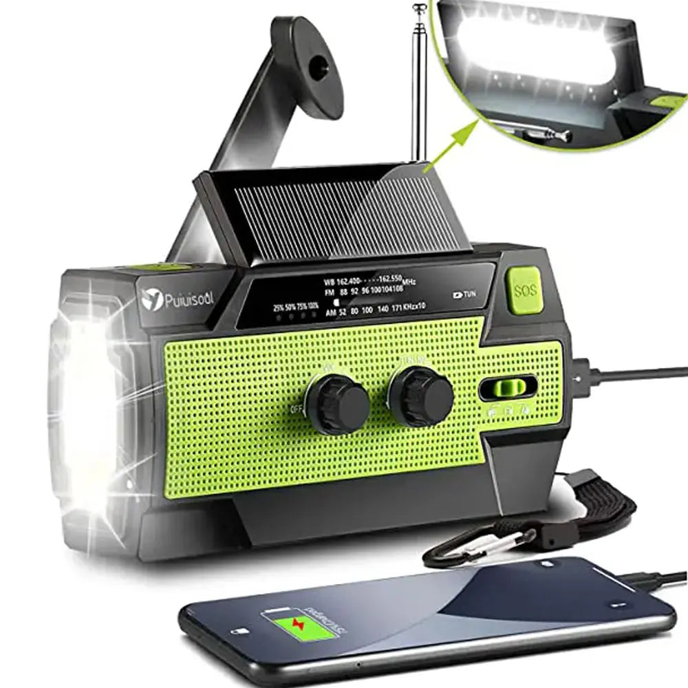 Radio de Emergencia Multiusos con Linterna LED Solar y Manivela