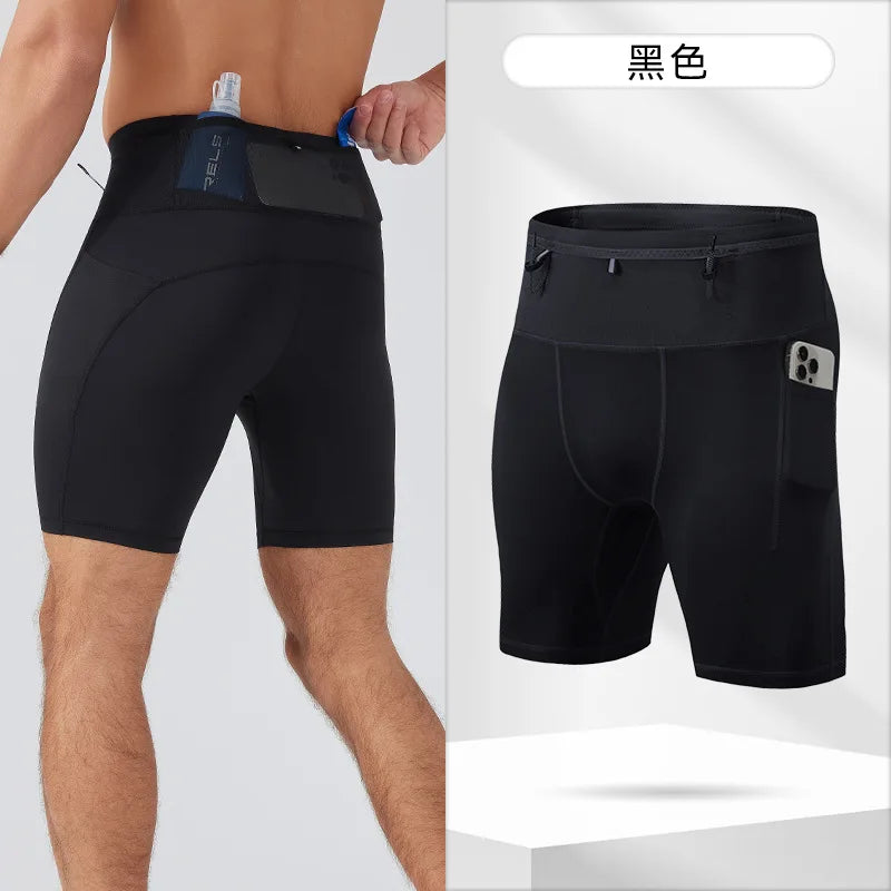 Pantalones Cortos Compresión Running Hombre | Multipocket | Gym y Trail | VERTIKAL RUN