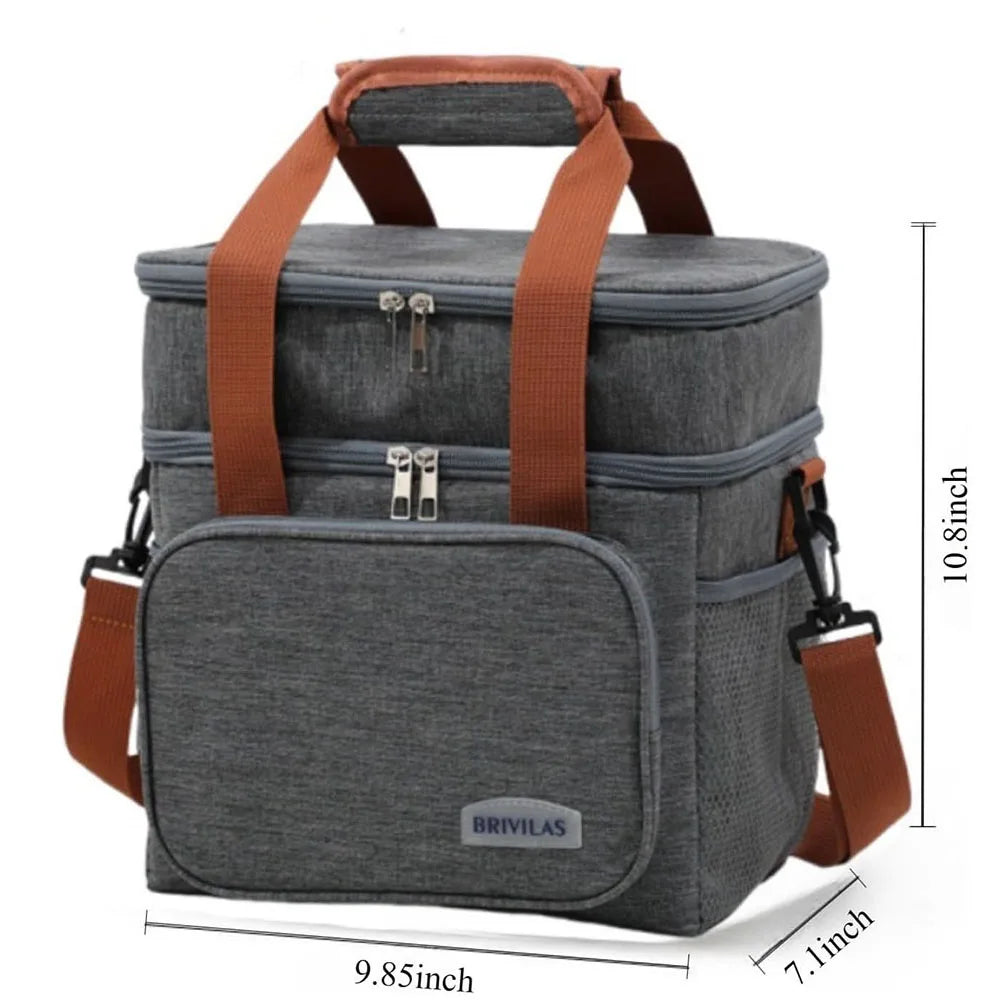 Bolsa Térmica de Doble Compartimento 12,5L | Fiambrera Isotérmica para Trabajo, Camping y Viaje