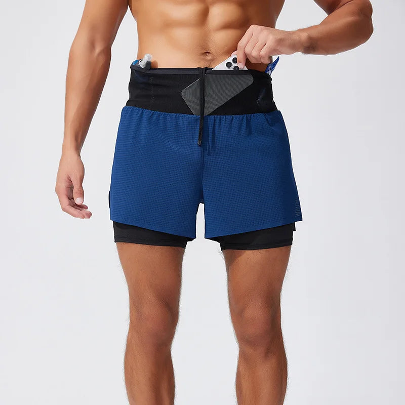 Pantalón Corto Trail Running Hombre – Doble Capa, Secado Rápido y Bolsillo