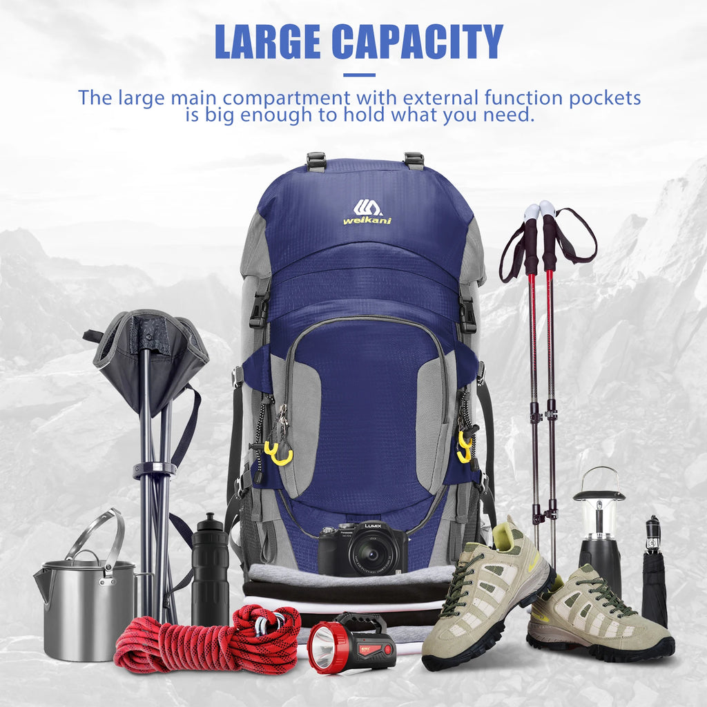 LIXADA 60L Waterproof Hiking Backpack Camping Mountain Climbing Cycling Backpack Outdoor Sport Bag with Rain Cover
