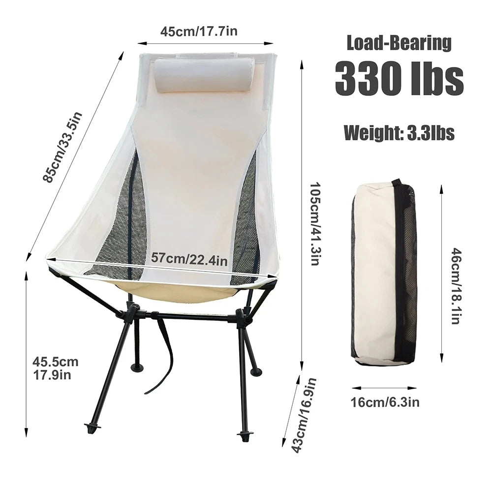 Silla de Camping Plegable con Reposacabezas | Aluminio Ligero | VERTIKAL RUN