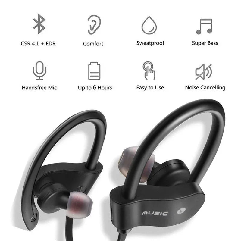 Auriculares Deportivos Inalámbricos Bluetooth – Gancho de Oreja HiFi Stereo